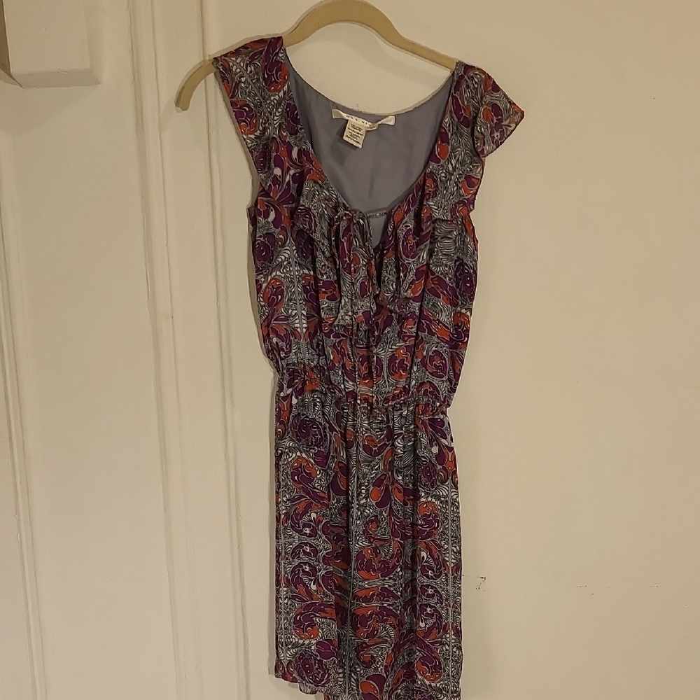 Max Studio Purple and Red Paisley Mini Dress